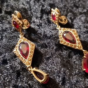 Gorgeous vintage ruby earrings by Monet signed